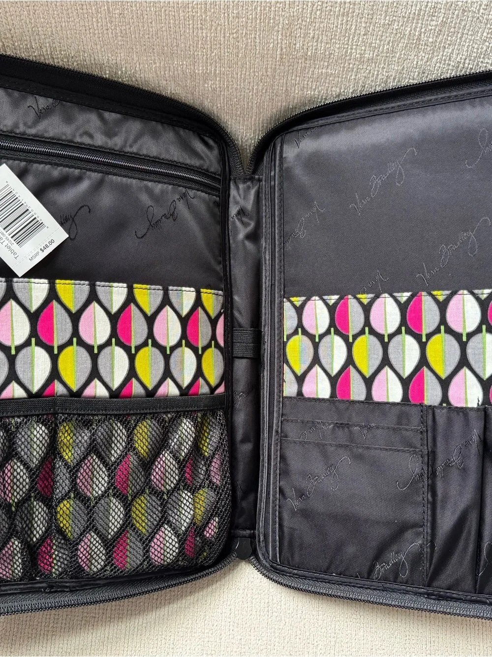 Vera Bradley Tablet Tamer Organizer Classic Black Quilted Zip Around NEW w/ Tags